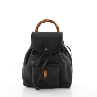 Gucci Vintage Bamboo Backpack Leather Mini Black 3567620