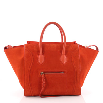 Celine Phantom Handbag Suede Medium Orange 3567633