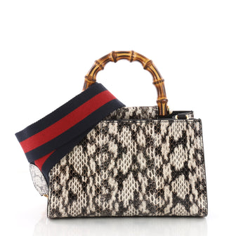 Gucci Nymphaea Top Handle Bag Python Mini Brown 3567643