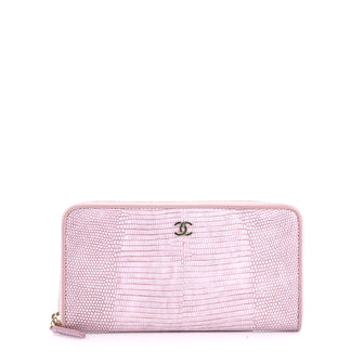 Chanel Zip Around Wallet Lizard Long Pink 3567711
