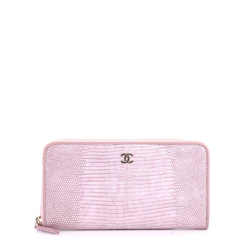 Chanel Zip Around Wallet Lizard Long Pink 3567711