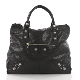Balenciaga Weekender Giant Studs Handbag Leather Black 3567713
