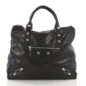 Balenciaga Weekender Giant Studs Handbag Leather Black 3567713
