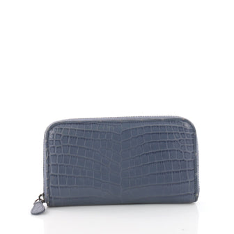Bottega Veneta Zip Around Wallet Crocodile Blue 3568606