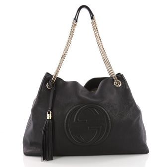 Gucci Soho Chain Strap Shoulder Bag Leather Large Black 3568801