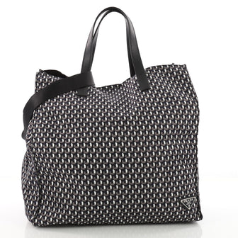 Prada Convertible Tote Printed Tessuto With Saffiano 3569104