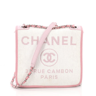 Chanel Deauville Messenger Bag Raffia Small Pink 3569202