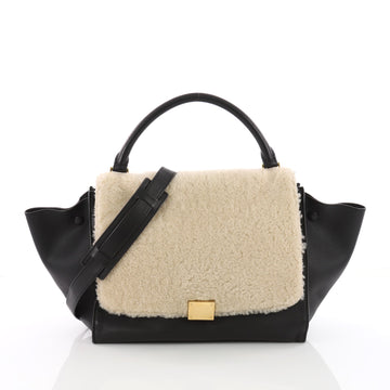 Celine Trapeze Handbag Shearling and Leather Medium 3569302