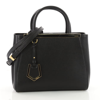 Fendi 2Jours Handbag Leather Petite Black 3569504