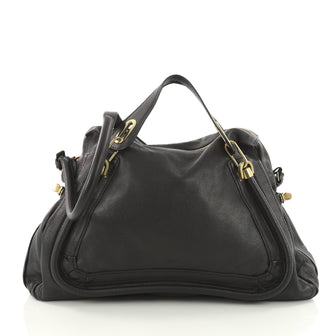 Chloe Paraty Top Handle Bag Leather Large Black 3569701