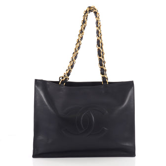 Chanel Vintage CC Chain Tote Lambskin XL Blue 3570303