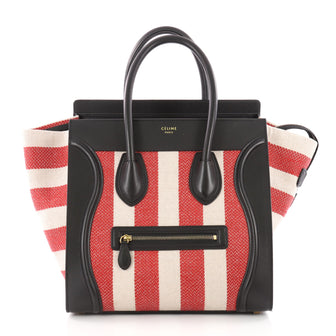Celine Luggage Handbag Canvas and Leather Mini Red 3570502