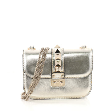 Valentino Glam Lock Shoulder Bag Leather Mini Gold 3570801