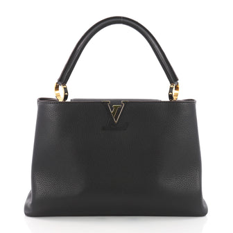 Louis Vuitton Capucines Handbag Leather MM Black 3572701