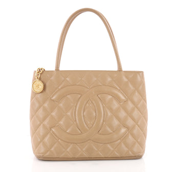 Chanel Medallion Tote Quilted Caviar Brown 3573418