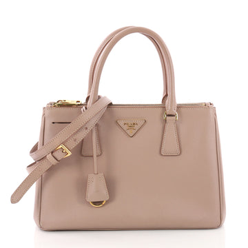 Prada Double Zip Lux Tote Saffiano Leather Small Pink 3573421