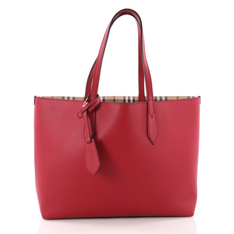 Burberry Reversible Tote Haymarket Coated Canvas and Leather Medium Red 3573703
