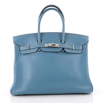 Hermes Birkin Handbag Blue Swift with Palladium Hardware 3574101