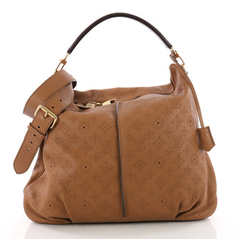 Louis Vuitton Selene Handbag Mahina Leather MM Brown 3574910