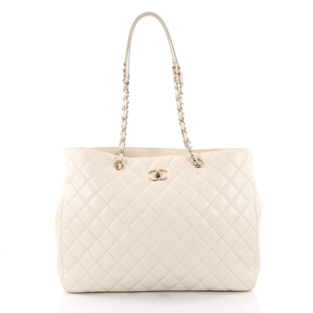 Chanel Classic CC Shopping Tote Quilted Caviar Large White 3574912