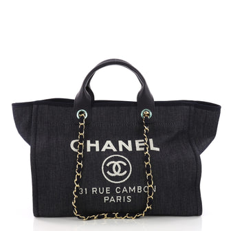 Chanel Deauville Chain Tote Denim Medium Blue 3574933