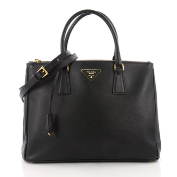 Prada Double Zip Lux Tote Saffiano Leather Medium Black 3575601