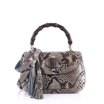 Gucci New Bamboo Convertible Top Handle Bag Python Medium - Rebag
