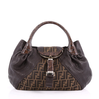 Fendi Spy Bag Zucca Canvas and Crocodile Brown 3575737