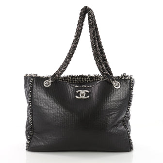 Chanel Tweedy Tote Lambskin and Tweed Large Black 3576401