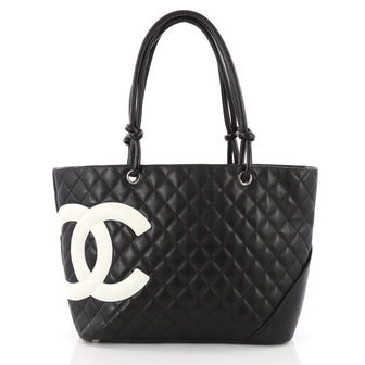 Chanel Cambon Tote Quilted Leather Large Black 3578102