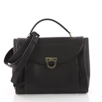 Salvatore Ferragamo Sofia Rainbow Saddle Bag Leather Medium Black 3579204