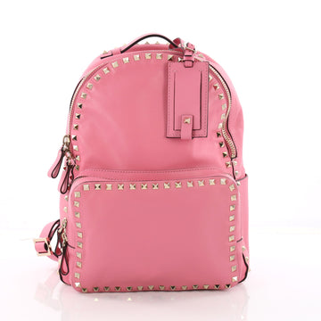 Valentino Rockstud Backpack Leather Medium Pink 3579405