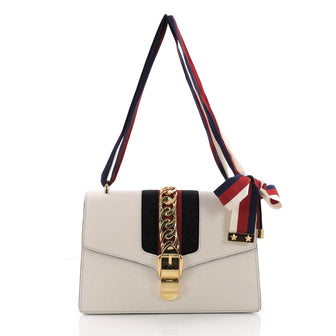 Gucci Sylvie Shoulder Bag Leather Small White 3579410