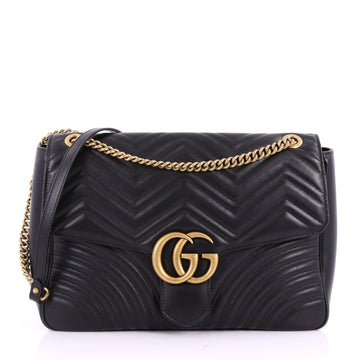 Gucci GG Marmont Flap Bag Matelasse Leather Large Black 3579415