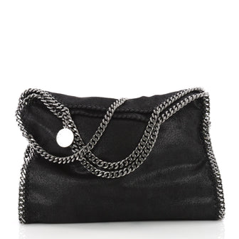 Stella McCartney Falabella Fold Over Bag Shaggy Deer Black 3579419