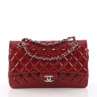 Chanel Classic Double Flap Bag Quilted Patent Medium Red 3579435