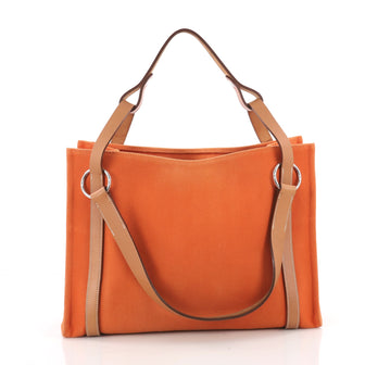 Hermes Cabalicol Tote Toile with Leather PM Orange 3580503
