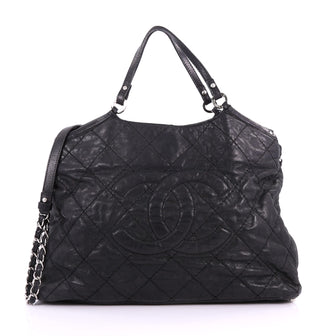 Chanel CC Sea Hit Tote Quilted Iridescent Calfskin Large Black 3580508