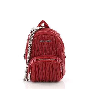 Miu Miu Backpack Crossbody Bag Matelasse Leather Micro Red 3580801