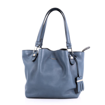 Tod's Flower Bag Leather Medium Blue 3581001