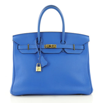 Hermes Birkin Handbag Blue Clemence with Gold Hardware 3581402