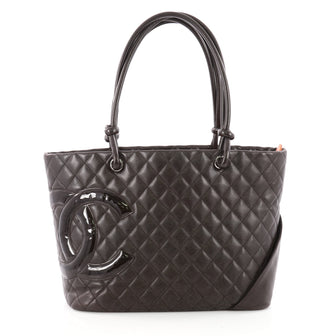 Chanel Cambon Tote Quilted Leather Large Brown 3582108