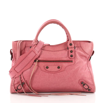 Balenciaga City Classic Studs Handbag Leather Medium Pink 3582114