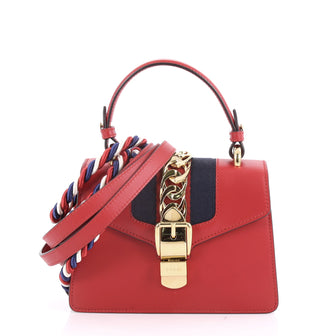 Gucci Sylvie Top Handle Bag Leather Mini Red 3582701