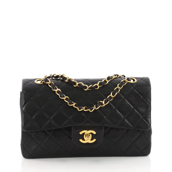 Chanel Vintage Classic Double Flap Bag Quilted Lambskin Small Black 3583502