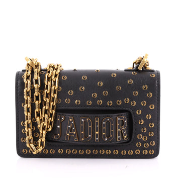 Christian Dior J'adior Chain Flap Bag Embellished Leather Mini Black 3583802