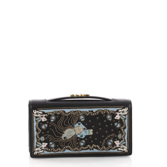 Christian Dior Tarot Pouch Embroidered Leather Black 3583803