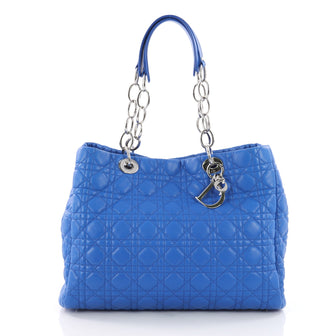 Christian Dior Soft Chain Tote Cannage Quilt Lambskin Large Blue 3584702