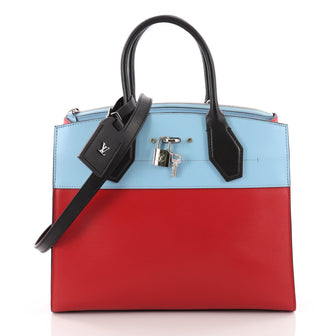 Louis Vuitton City Steamer Handbag Leather MM Red 3585201