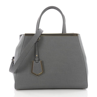 Fendi 2Jours Handbag Leather Medium Gray 3585804